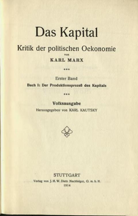 Das Kapital – Vorwort von Karl Kautsky von 1914